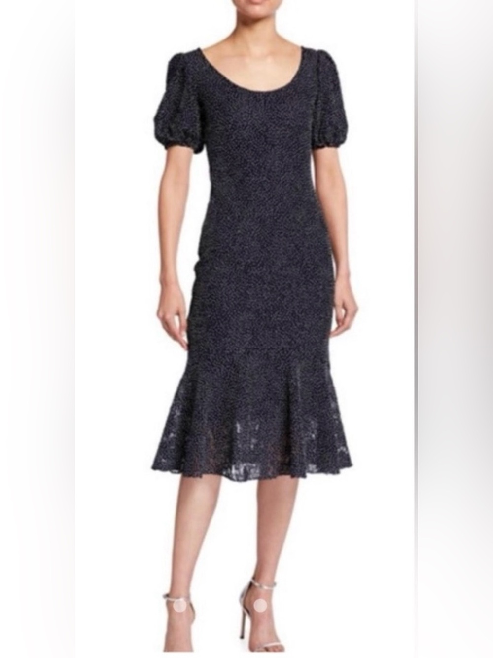 Shoshanna Kosma Lace Fitted Flounce Midi Dress
